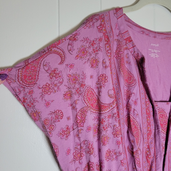 Pure Jill J. Jill Border Print Maxi Dress Pink Cotton Tencel Modal Paisley 2X - Picture 5 of 8